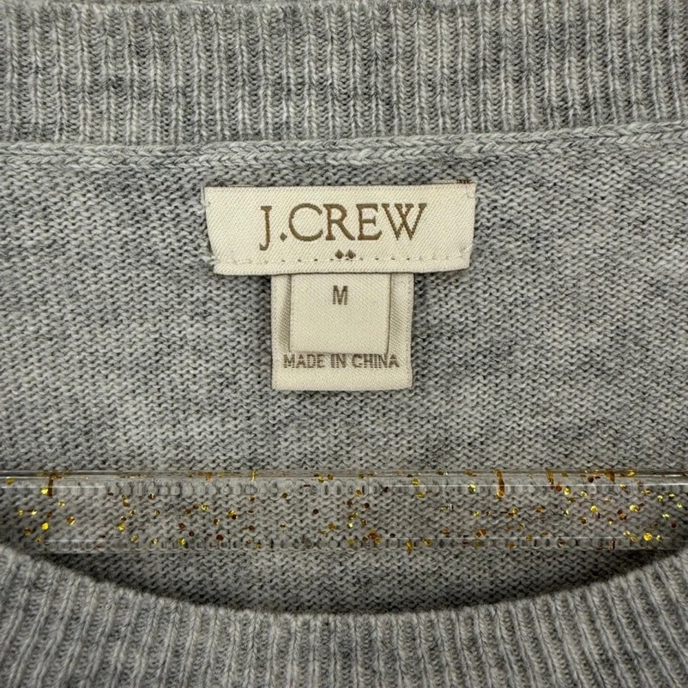 J Crew Polar Bear Sweater Women Medium Blue Gray Striped Merino Wool Blend Boho